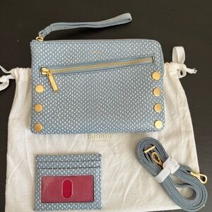 Hammitt Nash Small Bay Blue Convertible Leather Crossbody/Clutch With PCH Wallet